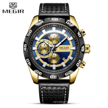 2020 NEW Mens Watches Top Brand Luxury MEGIR 2096 Chronograph Sport Quartz Watch Leather Wristwatches